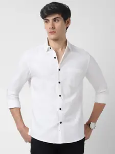 VASTRADO Spread Collar Opaque Cotton Casual Shirt