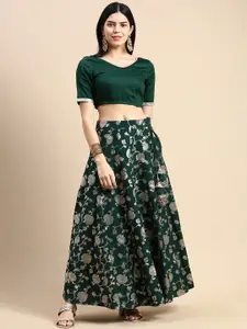 De Moza Floral Woven Design A-Line Skirt