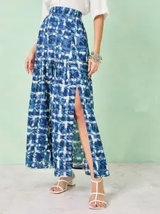 Styli Abstract Printed Slit Flared Skirt