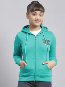 Monte Carlo Girls Typography Printed Hooded Front-Open Sweatshirt