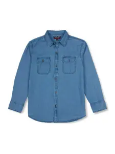 Gini and Jony Boys Spread Collar Long Sleeve Denim Casual Shirt