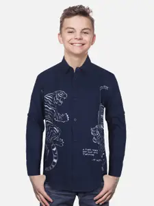 Gini and Jony Boys Regular Fit Graphic Printed Spread Collar Cotton Casual Shirt