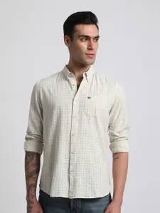 THE BEAR HOUSE Slim Fit Windowpane Checks Pure Cotton Casual Shirt