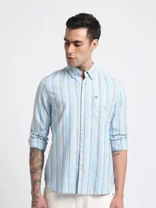 THE BEAR HOUSE Slim Fit Striped Spread Collar Cotton Casual Shirt