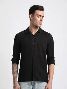 THE BEAR HOUSE Slim Fit Cuban Collar Long Sleeve Casual Shirt