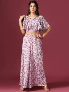 FASHION DREAM Floral Printed Crop Top With Palazzos