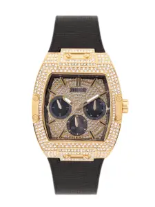 GUESS Men Embellished Phoenix Leather Analogue Multi Function Watch