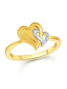 Vighnaharta Gold-Plated & Rhodium-Plated Twin Heart Finger Ring