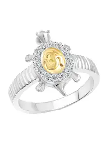 Vighnaharta Rhodium-Plated CZ-Studded Finger Ring