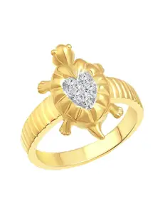 Vighnaharta Gold-Plated CZ-Studded Turtle Ring
