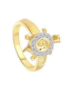 Vighnaharta Gold-Plated CZ-Studded Finger Ring