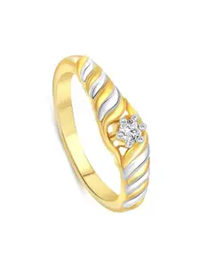 Vighnaharta Gold-Plated & Rhodium-Plated CZ-Studded Finger Ring