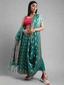 Mitera Woven Design Zari Organza Leheriya Saree