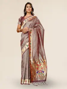 DIVASTRI Woven Design Zari Silk Blend Paithani Saree