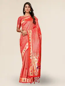 DIVASTRI Ethnic Motifs Woven Design Zari Silk Blend Paithani Saree