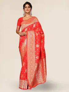 DIVASTRI Ethnic Motifs Woven Design Zari Silk Blend Banarasi Saree