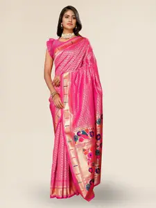 DIVASTRI Ethnic Motifs Woven Design Zari Silk Blend Paithani Saree