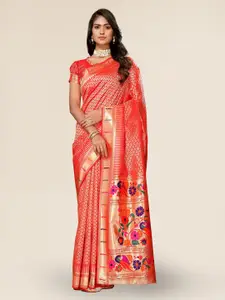 DIVASTRI Woven Design Zari Silk Blend Paithani Saree