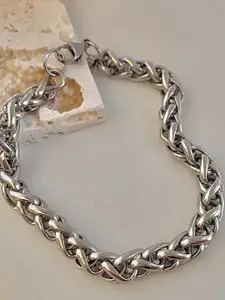 MEENAZ Silver-Plated Stainless Steel Link Bracelet