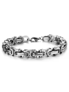 MEENAZ Silver-Plated Stainless Steel Link Bracelet