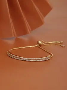Carlton London Women Gold-Plated Brass Cubic Zirconia Studded Bracelet
