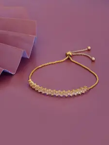 Carlton London Women Gold-Plated Brass Cubic Zirconia Studded Link Bracelet