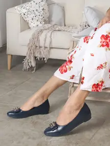 ELLE Textured Pointed Toe Block Pumps