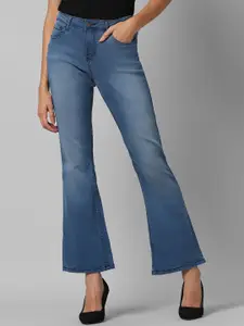 People Women Blue Bootcut High-Rise Light Fade Clean Look Stretchable Jeans