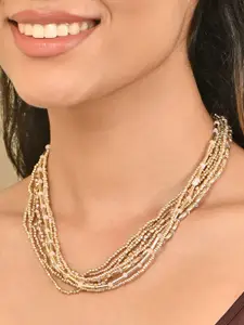 ToniQ Gold Plated Artificial Beads Statement Necklace