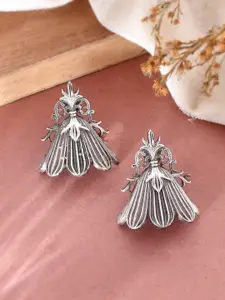DASTOOR Silver-Plated Oxidised Contemporary Drop Earrings