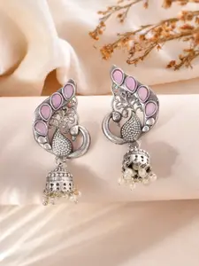 DASTOOR Oxidised Silver Plated Jhumkas