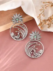 DASTOOR Silver-Toned Contemporary Drop Earrings