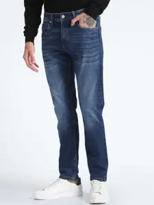 Flying Machine Men Tapered Fit Low Distress Light Fade Stretchable Jeans