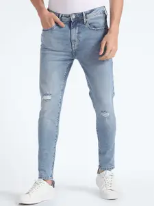 Flying Machine Men Blue Skinny Fit Mid Rise Mildly Distressed Light Fade Stretchable Jeans