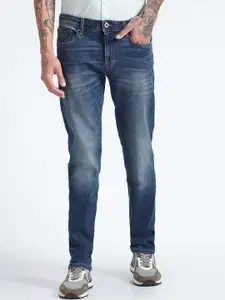 Flying Machine Men Straight Fit Clean Look Heavy Fade Stretchable Jeans