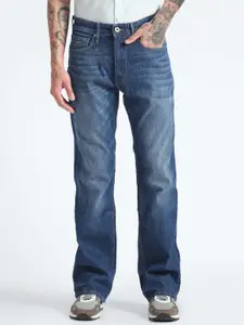 Flying Machine Men Blue Bootcut Mildly Distressed Light Fade Stretchable Jeans