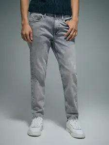 Flying Machine Men Grey High-Rise Heavy Fade Stretchable Jeans