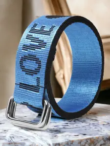 Roadster The Roaster Lifestyle Co. Men Blue & Black Printed D-Ring Buckle Slim Belt