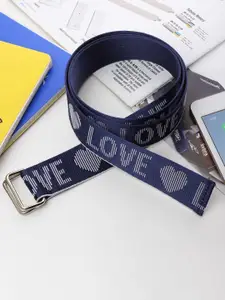 Roadster The Roaster Lifestyle Co. Men Navy Blue Printed D-Ring Buckle Slim Belt