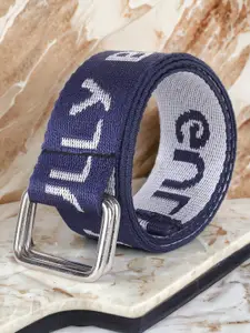 Roadster Men Blue Typography Printed D-Ring Buckle Belt