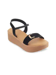 Tresmode CAEN Embellished Open Toe Flatform Heels With Backstrap