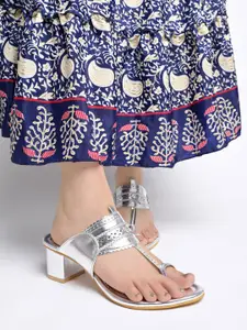 Shoetopia Embellished Open Toe Ethnic Block Heels