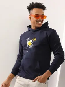 Campus Sutra Printed Cotton Hooded Sweatshirt