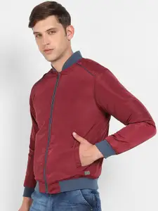 Campus Sutra Red Windcheater Bomber Jacket