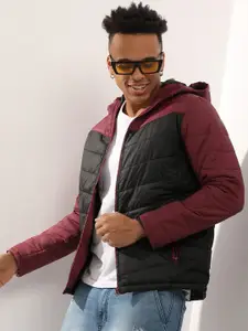 Campus Sutra Men Multicoloured Colourblocked Windcheater Outdoor Padded Jacket