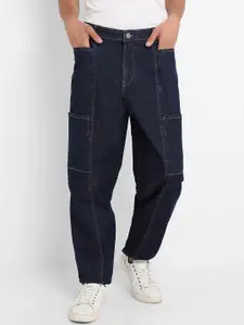 Campus Sutra Men Navy Blue Smart Wide Leg Clean Look Stretchable Jeans