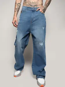 Campus Sutra Men Smart Wide Leg Mildly Distressed Light Fade Stretchable Jeans