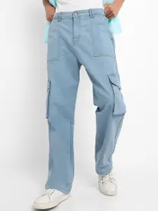 Campus Sutra Men Blue Smart Wide Leg Clean Look Stretchable Jeans