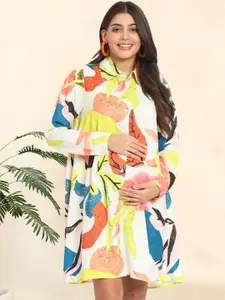 angloindu Printed Maternity Shirt Dress