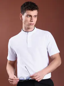 HIGHLANDER Henley Neck Relaxed Fit Popcorn Structured Tshirt